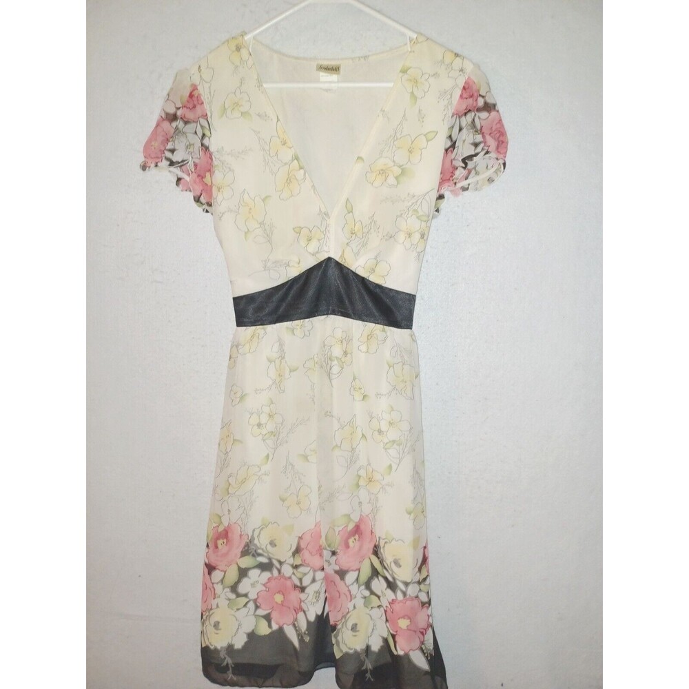 Frederick’s of Hollywood Floral Dress Sexy L Sz 16 Made in USA Women's V-neck